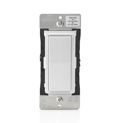 Smart Wi Fi Light Switch No Hub Needed 15A Universal LED Incandescent DW15S 1BZ White faceplate centered view
