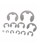 Assorted sizes of 200 Piece Stainless Steel E Clip Snap Ring Kit M1.5 Through M10 For Shaft Fasteners Circlip Retaining Rings Set