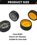 10 Piece Toy Car Wheel Set With Rubber Tires And 5 Piece Metal Shaft Axles, 42mm Diameter Assorted Wheels for DIY RC Cars