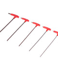 Thinking Process: 5-piece T-handle hex wrench set, red S2 alloy steel tools for bolts and machinery