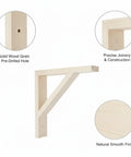 Solid Wood Triangular Wall Mount Bracket For Floating Shelves Heavy Duty Support with joinery details in natural finish