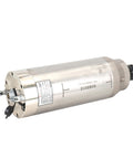 Workhorse CNC Water Cooling Spindle Motor Pumping Out Killer 6.5KW Milling Power For Rugged Router Tools And Heavy Metal Fabrication With Plug And Play ER32 Collet Compatibility - shiny stainless steel design with connections.