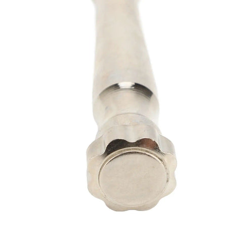 Close-up of the end of an aluminum alloy hand drill from the Needle Nose Hand Drill Kit With PCB Mini Drill Bits.