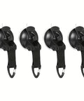 Universal Car Suction Cup Anchor With Securing Hook Reusable Heavy Duty Tie Down, 4-pack on white background
