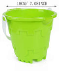 Bright green Castle Beach Toy Set For Kids 3 Pack 7 Inch Sand Buckets Pails Water Pool Garden Bath Thick ABS Plastic Durable Sandcastle Buckets.