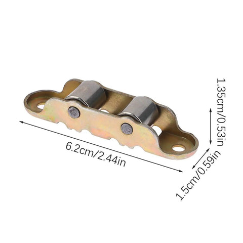 Heavy Duty Double Wheel Metal Roller For Sliding Doors And Windows Works Like A Charm Pulley Support in gold color, 6.2cm size.