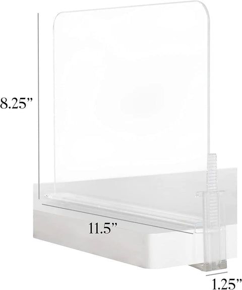 Clear Acrylic Shelf Dividers For Closets, Purse And Sweater Organizer, Flexible 4 Pack Adjustable Up To Two And A Half Inches Thick, Keeps Purses, Sweaters, And Shirts Neatly Separated, Easy Access And Space Saving Closet Organizer