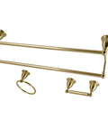 Heritage 3-Piece 24-Inch Dual Towel Bar Set With Towel Ring And Toilet Paper Holder In Brushed Nickel For Classic Traditional Bathroom Decor