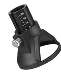 Close-up of a black 2 Piece Mini Electric Grinder Positioner Horn Flare Model Fixture with depth adjust markings for jewel polishing.