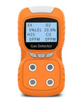 Orange Ready To Use 4 Gas Detector With Electrochemical Sensors For LEL O2 CO H2S Rechargeable LCD Display front view