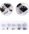 120 Pcs E Clip Circlip Assortment Kit External Snap Ring And Retaining Ring Set in a clear plastic storage box