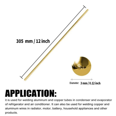 20 Pack 3mm Solid Brass Lathe Rods Set for DIY Crafts, showing a 12 inch rod with application description.
