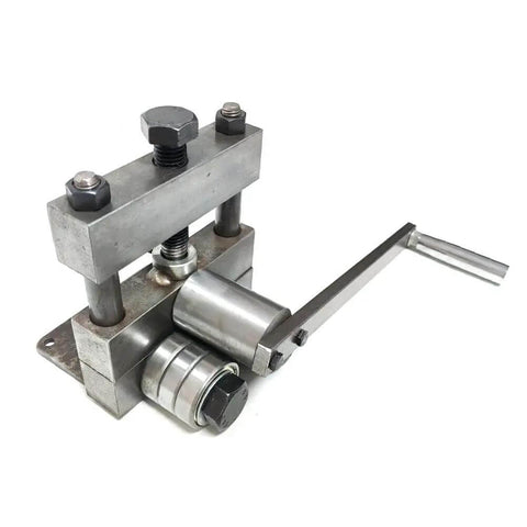 Manual Ring Roll Bender For Sheet Metal Bead Rolling And Plate Steel Forming, Easy Pro Grade Tool; shown in close-up.