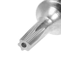 Close-up of a T8 Security Torx Screwdriver Bit with 1/4 Hex Shank and magnetic tips crafted from hardened S2 steel.