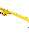 3 Ton 6600 Lb Forklift Mobile Crane With Adjustable Telescopic Jib Boom showing yellow steel construction and heavy duty hooks.