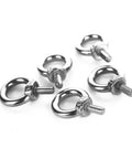 5 Pack M5 Ring Eye Bolts in 304 Stainless Steel for lifting and machinery, featuring 13mm inner diameter and 21.5mm outer diameter