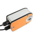 Heavy Duty Mechanical Rotary Damper Actuator With Smooth Precision Airflow Control For Dn Fifteen To Twenty Five Hvac Valves top view with orange and silver finish.
