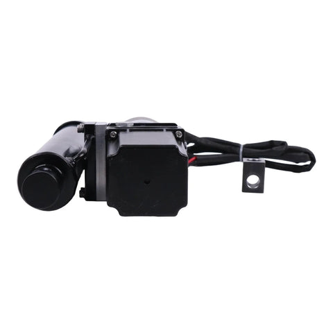 HOLDWELL 12V hydraulic electric linear actuator, front view, black metal housing with mounting bracket