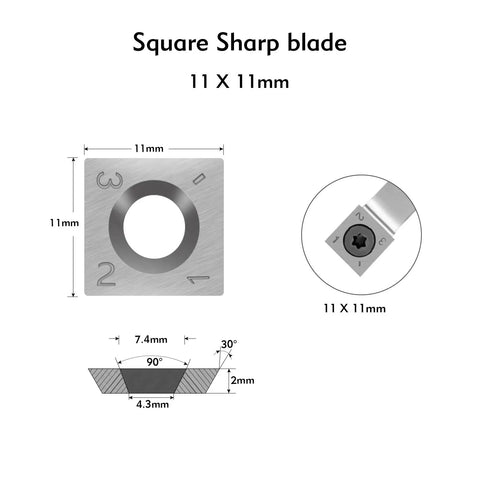 Shop Tested Heavy Duty Tungsten Carbide Cutter Inserts With Screws For Wood Lathe Tools Includes 10 Pieces, Square sharp blade 11x11mm.