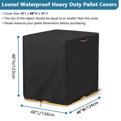 No Sweat Heavy Duty Waterproof Pallet Cover With Thick 600D Fabric And PU Back Coating Double Stitched Seams fits 48x48in pallets.