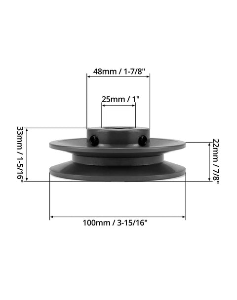 V Belt Pulley 1 Inch Bore Cast Iron Single Groove 3.95 Inch Outer Diameter High Wear And Galling Resistance A Belt Section