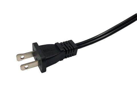 Shorty 3 Foot Extension Cord Two Prong Polarized 18 AWG Indoor Power Cable NEMA 5 15P To NEMA 5 15R ETL Listed Black plug