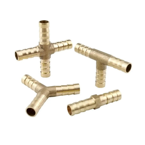 Brass Hose Barb Fittings Kit 4 To 25 Mm Multi Size Straight Elbow Tee Y Cross 2 3 4 Way Splitter Connectors For Garden And Home in brass