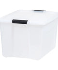 60 Quart Plastic Storage Box With Secure Buckles And Pull Out Design For Home Organization Pearl White Stackable Container