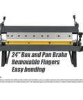 Image of Your Go To 24 Inch Box And Pan Brake For Sheet Metal Bending, showing removable fingers and adjustable handles, desktop hand brake.