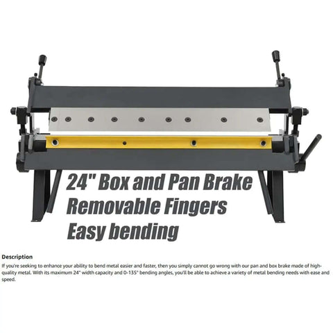 Image of Your Go To 24 Inch Box And Pan Brake For Sheet Metal Bending, showing removable fingers and adjustable handles, desktop hand brake.