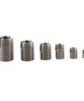 Inner Thread Self Tapping Thread Inserts Set In Stainless Steel M3 To M12 50 Pcs in varying sizes lined up horizontally