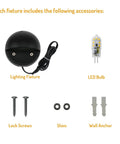 Contents of 2W Dope Low Voltage Landscape Deck Lights 12 Pack Waterproof IP65 Outdoor Patio Step Lighting With Replaceable G4 LED Bulbs In Black 12V 3000K Die Cast Aluminum Housing including fixture, LED bulb, lock screws, shims, and wall anchors.