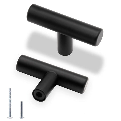 Matte Black Round Cabinet Knobs And Drawer Pulls 2 Inch 5 Pack Modern Classic Kitchen Cupboard Hardware For Furniture Upgrade Top Shelf Rock Solid Build