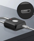Bluetooth Fingerprint Padlock With App Control Remote Unlock And Unlock History showing charging port and fingerprint sensor