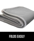Heavy Duty Ironing Board Pad With Silicone Coating, 400 Degree Heat Resistant Thick Padding, folded view, Silver 28x24