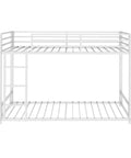 Metal Twin Over Twin Bunk Bed With Noise Reduction Durable Steel Frame Rust Resistant White Finish Safe Guard Rails Split Into Two Beds