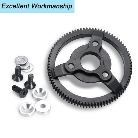 Metal Spur Gear 86T 48P for 1 Tenth Slash 2WD Rustler Stampede Telluride RC Car and installation hardware shown