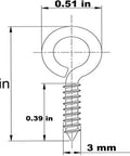 Diagram of 100 Pack 1 Inch Metal Screw Eyes Hooks Self Tapping Eye Rings For Indoor Outdoor Hanging Lifting and Securing Cables Wires