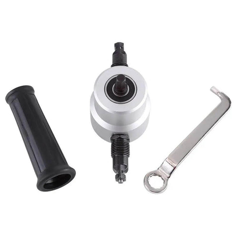 Double Head Sheet Metal Nibbler Cutting Tool Kit Electric Power Drill Attachment with handle and wrench for Straight and Curved Lines