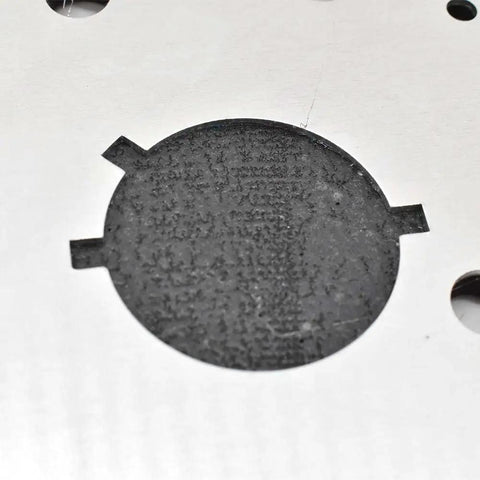 Close-up of Premium One Quarter Sheet Adhesive Square Sanding Pad with Eight Vacuum Holes for Dewalt and Black Decker Orbitals.