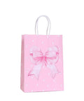 Pink gift bag with bow design from Handheld Kraft Paper Gift Bags Set Of 20 For Candy Packaging Great For Grab And Go Birthday Party