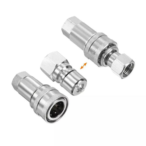 Heavy Duty Carbon Steel Hydraulic Quick Connect Coupler M14x1.5 Female Thread High Pressure Steel Ball Locking Self Closing Stops Leaks Knuckle Tight Thread Under Heavy Industrial Vibration Rock Solid Long Life Handles The Hammer On Big Machines, three metal coupler parts