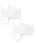 Super Tough Door Pinch Guards Two Pack White Hinged Stopper Blocks designed to prevent slamming doors and protect fingers.