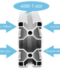 Diagram of 4080 T Slot Aluminum Profile Kit For 3D Printer And CNC DIY Builds Anodized Silver Linear Rail 1000mm Length