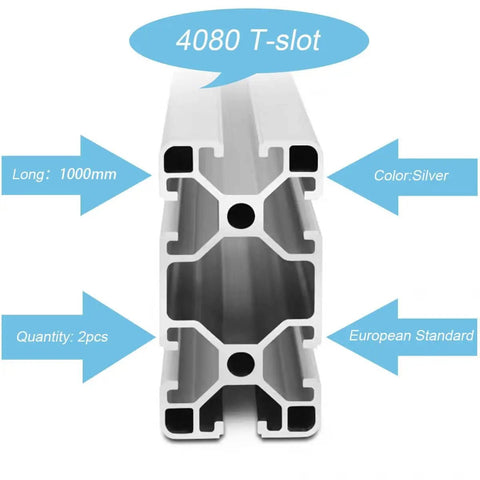 Diagram of 4080 T Slot Aluminum Profile Kit For 3D Printer And CNC DIY Builds Anodized Silver Linear Rail 1000mm Length