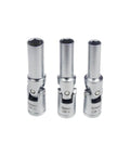 3 CR-V sockets 8mm 10mm 12mm universal joint for 4 Piece Glow Plug Socket Set With Three Eighths Inch Drive T Bar For Quick No Hassle Removal Of Broken Glow Plugs Includes 8mm 10mm 12mm Sockets With Universal Joint Ideal Automotive Glow Plug Replacement Tool