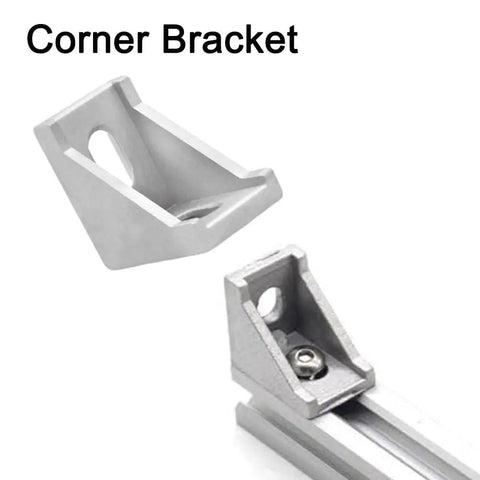 Heavy Duty Aluminum Corner Brackets And L Shape Connectors With Screws And Nuts, 10 Pack, shown on aluminum frame
