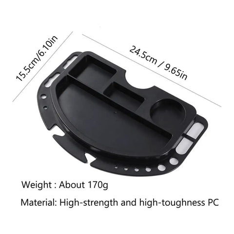 Black 24.5 x 15.5 cm magnetic tool tray for Bike Repair Stand With Magnetic Tool Tray And Four Compartment Organizer For Mechanics Pro Grade Heavy Duty Portable Workshop Station For Wrenches Screwdrivers Spanners And Maintenance.
