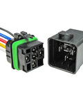 General Purpose Sealed Relay With 5 Pin Connector 5593PT for automotive electrical systems, showing colorful wiring and black case