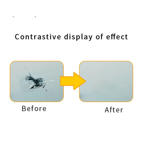 Before and after effect using All Vehicles Windshield Chip And Crack Repair Kit For Cars And Trucks Auto Glass Repair Set